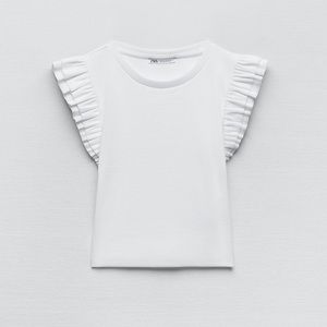 Zara Ruffled Sleeve Top in White